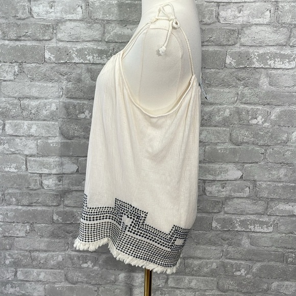 Maurices Embellished Cream and Black Tie Tank Top - Picture 2 of 6